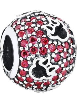 Nur Silver Mickey Mouse Yuvarlak Gümüş Charm NUR-BL00093