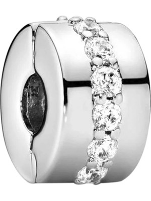 Nur Silver Taşlı Durdurucu Gümüş Charm NUR-BL00099