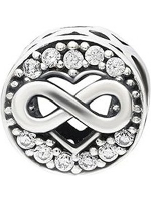 Nur Silver Sonsuzluk Taşlı Yuvarlak Gümüş Charm NUR-BL00145