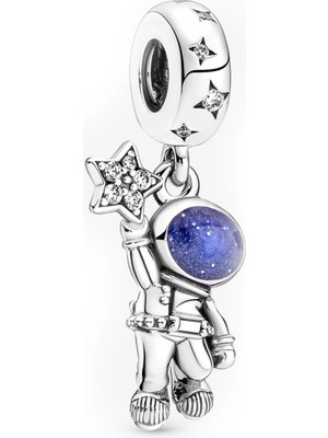 Nur Silver Galaksideki Astronot Gümüş Charm NUR-BL00316