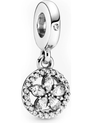 Nur Silver Taşlı Çiçek Sallantılı Gümüş Charm NUR-BL00318