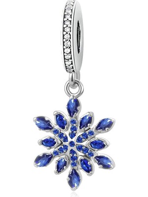 Nur Silver Lacivert Taşlı Kar Tanesi Gümüş Charm NUR-BL00337