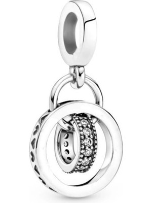 Nur Silver İç İçe Halkalar Sallantılı Gümüş Charm NUR-BL00348