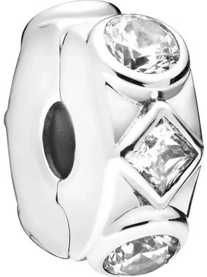 Nur Silver Kare Ve Yuvarlak Detay Durdurucu Gümüş Charm NUR-BL00483