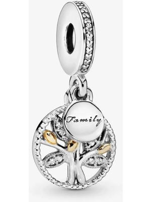 Nur Silver Aile Ağacı Sallantılı Gümüş Charm - NUR-CM00500