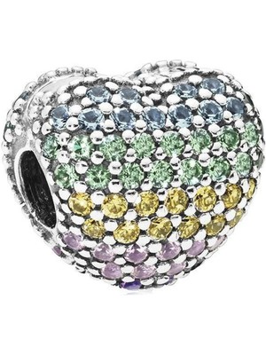 Nur Silver Renkli Kalp Gümüş Charm NUR-BL01136