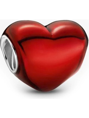 Nur Silver Kırmızı Kalp Gümüş Charm NUR-BL01180