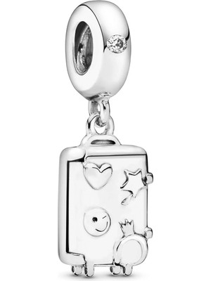 Nur Silver Sallantılı Valiz Gümüş Charm NUR-BL01404