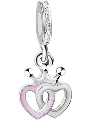 Nur Silver Taçlı Kalp Gümüş Charm NUR-BL01374