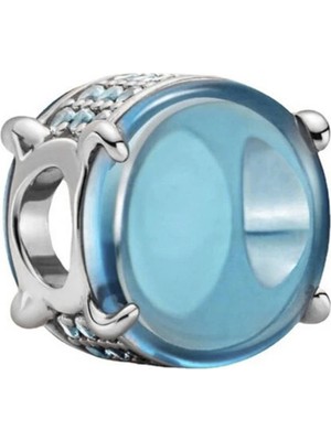 Nur Silver Mavi Murano Gümüş Charm NUR-BL02010