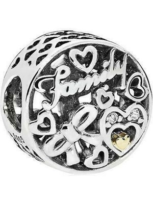 Nur Silver Family Kalp Detay Gümüş Charm NUR-BL00154