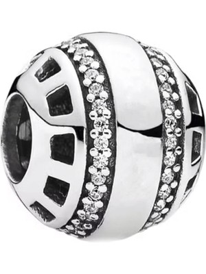 Nur Silver Taş Detay Yuvarlak Gümüş Charm NUR-BL00162
