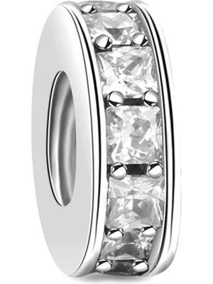 Nur Silver Kare Taşlı Gümüş Charm NUR-BL00166