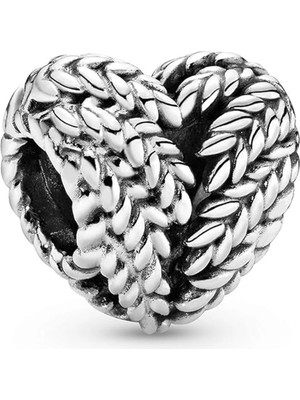 Nur Silver Buğday Kalp Gümüş Charm NUR-BL00177