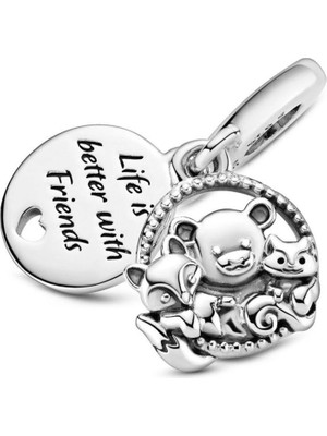 Nur Silver Ayı, Tilki ve Sincap Gümüş Charm NUR-BL00195