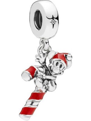 Nur Silver Mickey Ve Şeker Kamışı Gümüş Charm NUR-BL00197