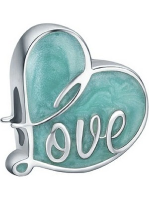 Nur Silver Yeşil Kalp Gümüş Charm NUR-BL01255
