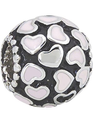 Nur Silver Pembe Kalp Gümüş Charm NUR-BL01303