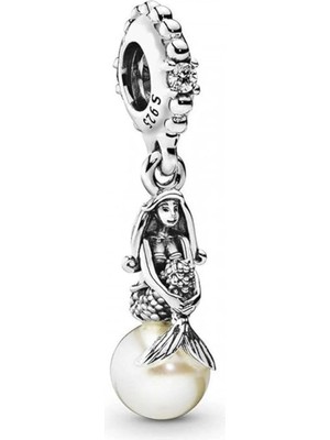 Nur Silver İncili Deniz Kızı Gümüş Charm NUR-BL12495