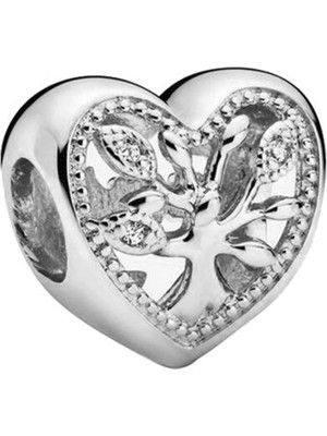 Nur Silver Aşk Ağacı Kalp Gümüş Charm - NUR-CM00233