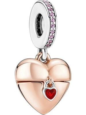 Nur Silver Aşkınızı Ortaya Çıkarın Kalp Madalyon Gümüş Charm - NUR-CM00272