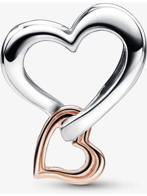 Nur Silver İki Renkli Kafes İşi Sonsuz Kalp Charm - NUR-CM00366