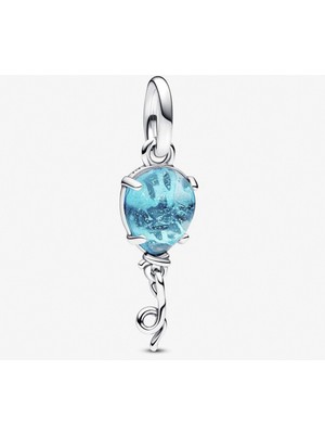Nur Silver Mavi Murano Cam Balon Sallantılı Gümüş Charm - NUR-CM00385