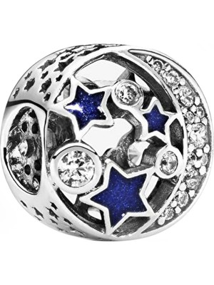 Nur Silver Işıltılı Ay Yıldız Gümüş Charm NUR-BL00041