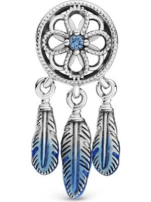 Nur Silver Mavi Geçişli Düş Kapanı Gümüş Charm NUR-BL00042