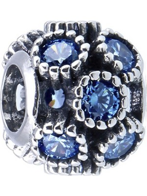 Nur Silver Mavi Taş Detaylı Gümüş Charm NUR-BL00049