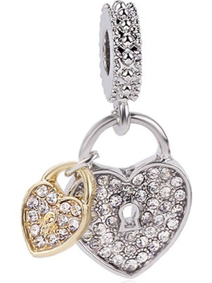 Nur Silver Sallantılı Kalp Gümüş Charm NUR-BL03564