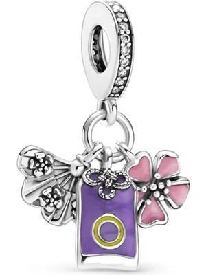 Nur Silver Çiçek Model Sallantılı Gümüş Charm NUR-BL00109