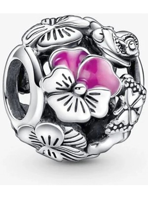 Nur Silver Pansy Çiçek Arkadaşlar Gümüş Charm - NUR-CM00396