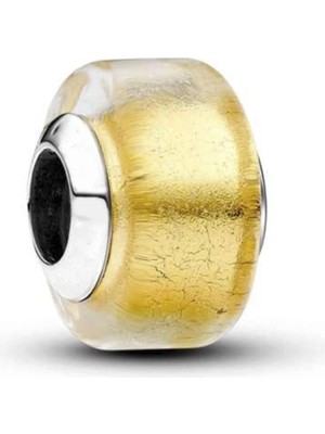 Nur Silver Altın Mini Murano Charm NUR-CM00456