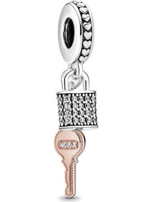 Nur Silver Asma Kilit Ve Anahtar Gümüş Charm NUR-BL00076