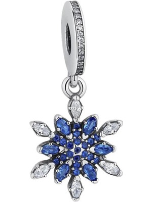Nur Silver Kristalize Kar Tanesi Gümüş Sallantılı Charm NUR-CH00012