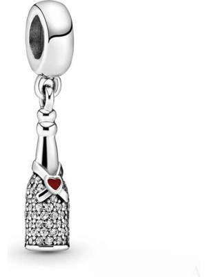 Nur Silver Şarap Şişesi Gümüş Sallantılı Charm NUR-CH00011