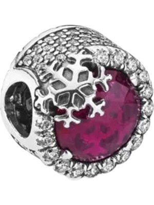 Nur Silver Kar Taneli Pembe Taşlı Gümüş Charm NUR-BL00276