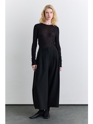 Manuka Balon Formlu Kumaş Pantolon Siyah