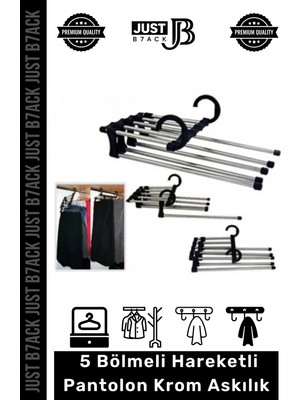 Just B7ack #pantolonaskısı 5 Bölmeli Dolap Organizer Pantolon Gardrop Dayanıklı Krom Çubuklu Hareketli Askılık
