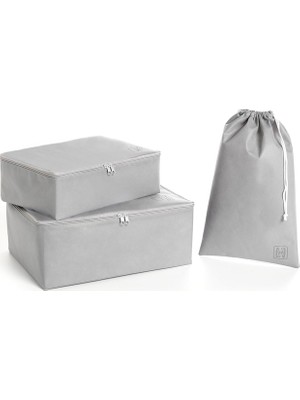 Hepta Collection Home Textile 3'lü Gri Renk Bavul Içi Düzenleyici Set