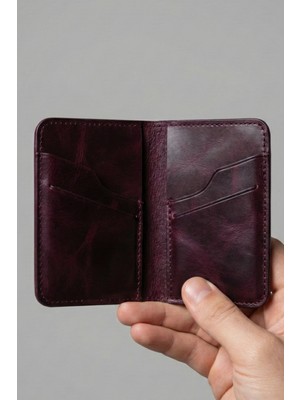 Gerçek Deri Cüzdan Kartlık El Yapımı Hakiki Premium Deri Italyan Dikiş 6 Kart Bölmeli Kompakt Cüzdan Hediyeli