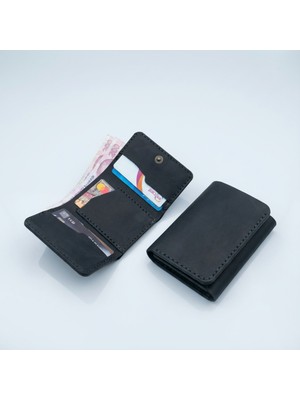 Gerçek Deri Cüzdan Kartlık El Yapımı Hakiki Premium Deri Italyan Dikiş 5 Kart Bölmeli Kompakt Cüzdan