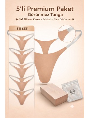 Cushy Panky Görünmez Dikişsiz Kadın Tanga – Yanları Kaynaklı Yapıştırma, Şeffaf Silikon Bantlı, Elbiselerde Iz Yapmaz (5’li Premium Paket)