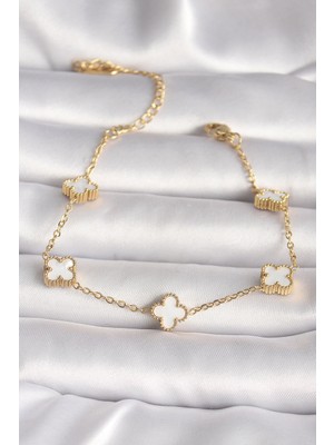 HERŞEYBURDAMODA 316L Çelik Gold Renk Baby Boy Yonca Model Kadın Bileklik