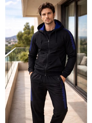 Masimar Erkek Kapüşonlu Paçası Lastikli Pamuk Eşofman Takımı