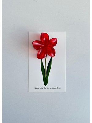 KuNu Box Kına Gecesi Hediyeliği – Kırmızı Çiçek Tokalı - 5'li Set