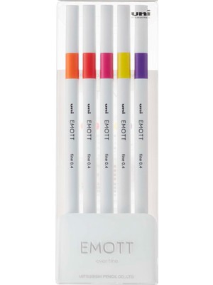 Hepta Collection Uni Fıneliner Emott 0.4 Sıcak Renkler 5 Li Pem-Sy/5c.02