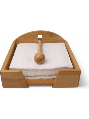 Hepta Collection Bambu Lüks Peçetelik Kare, Rüzgar Koruma Aparatlı Doğal Bambu Peçetelik – Şık ve Dayanıklı Tasarım (