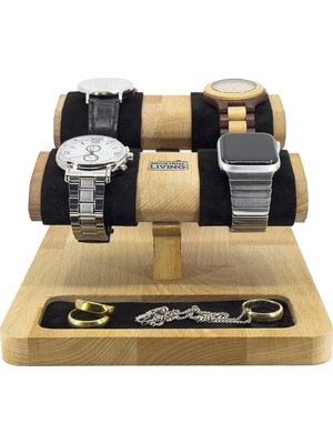 Hepta Collection Pratikoutdoor Saat Tutucu Organizer, Ahşap Askesuar ve Takı Düzenleyici